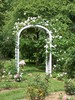 The arched entry with climbing roses