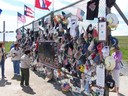 Flight 93 crash site: the chain link Memorial memento wall