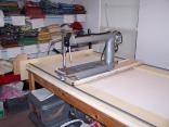 The quilting sewing machine on its new frame